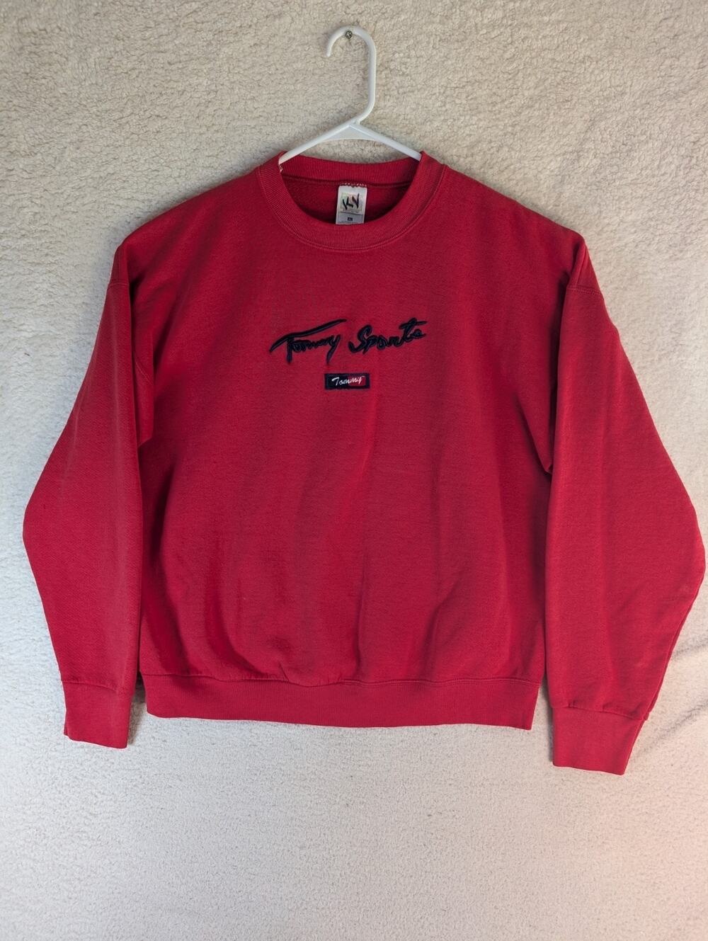 Vintage Tommy Sports Sweatshirt Mens XL Red FOTL Hang Tag Crew Neck90s